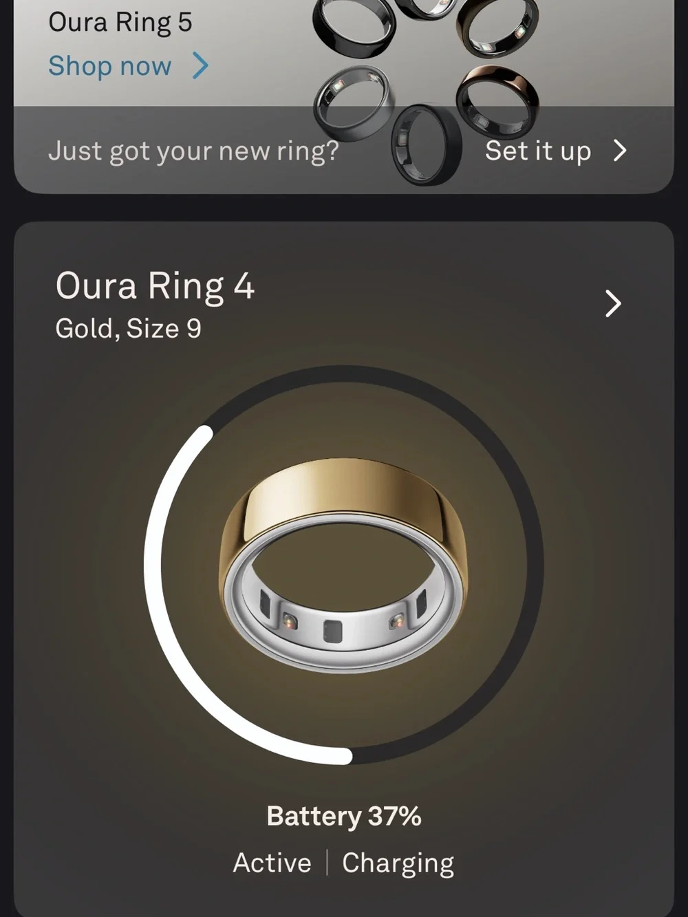 Gold Oura Ring Gen 4 - Size 9